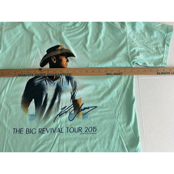 Kenny Chesney The Big Revival 2015 Concert T-shirt Mint Green LRG Country Music - Picture 7 of 12